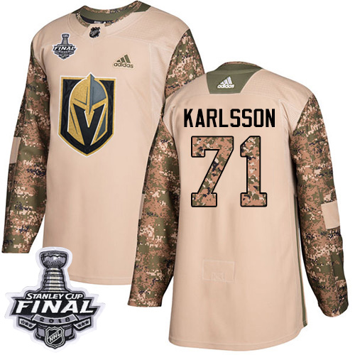 Adidas Golden Knights #71 William Karlsson Camo Authentic Veterans Day 2018 Stanley Cup Final Stitched NHL Jersey